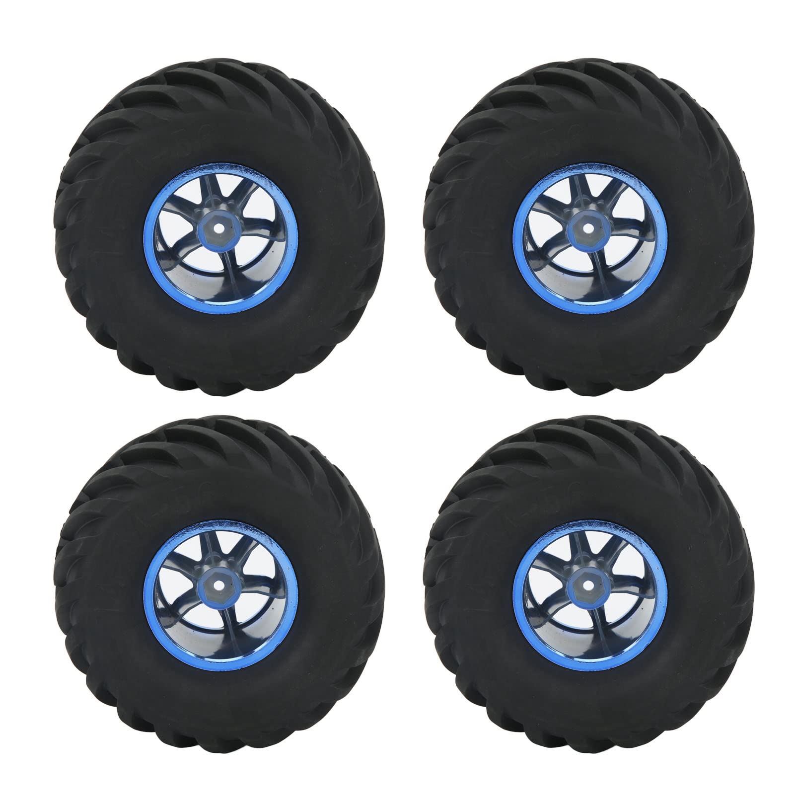 Bnineteenteam RC Car Rubber Tires, Rubber Tire and Plastic Hub, 4Pcs 1/10 Monster Truck Tires and Wheels