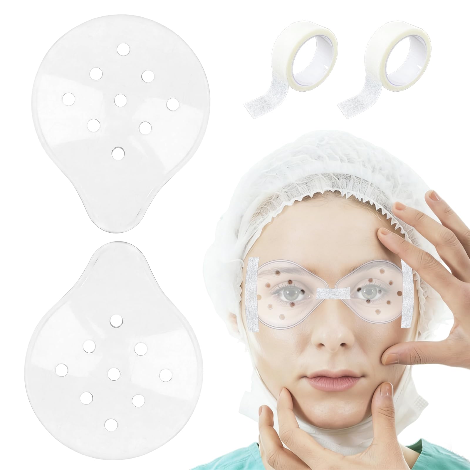 EDWERD Clear Eye Protect Shield, Med Cataract Sur-gery Protect Cover Ventilated Patch with Fixed Tape for Eye Operation Recovery, 2 pcs