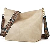 Hobo Bag for Women Crossbody Handbags Large Designer Ladies Bucket Purse PU Leather Shoulder Bags with Wide Shoulder Strap