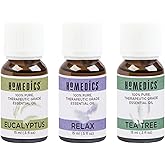 Homedics Essential Oil Set, Clarify and Relax, with Eucalyptus, Tea Tree and Our Signature Relax Blend with Lavender. 3-Pack Essential Oil Kit, 15ml Each