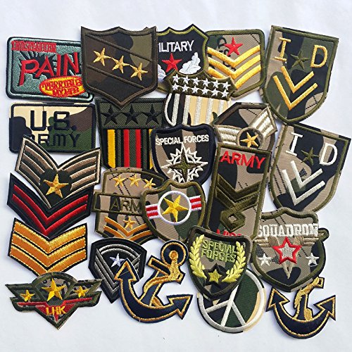 Dandan DIY 24pcs Soldier Badges Kid Embroidered Patch Sew On/Iron On Patch Applique Clothes Dress Plant Hat Jeans Sewing Flowers Applique DIY Accessory (Soldier Badges) - Thumbnail 3