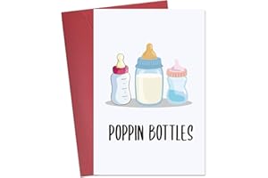 ITHMAHCO Funny Baby Shower Card, Cute Baby Card, Unique Gifts for New Mom Dad, New Babys Congratulations,“POPPIN BOTTLES”