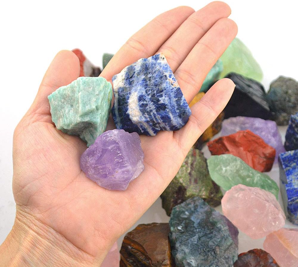 FORBY 1 lb Bulk Rose Quartz Rough Stones - Large 1" Natural Raw Stones Crystal for Tumbling, Cabbing, Fountain Rocks, Decoration,Polishing, Wire Wrapping, Wicca & Reiki Crystal Healing: Home & Kitchen