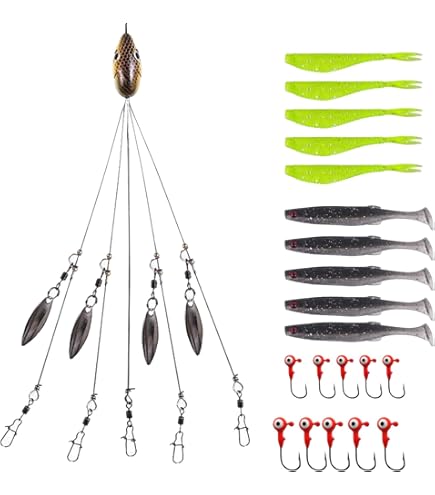 Lot De 5 Alabama Rig - Gréement Parapluie 5 Bras Avec 4 Lames - Pour