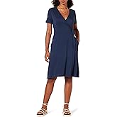 Amazon Essentials Women's Short Sleeve Faux-Wrap Dress