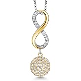 Gem Stone King 925 Silver and 10K Yellow Gold Lab Grown Diamond Pendant Necklace for Women | 0.27 Cttw | Gemstone April Birthstone | Round 1.2MM | With 18 Inch Chain
