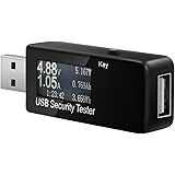 Eversame USB Digital Power Meter Tester Multimeter Current and Voltage Monitor, DC 5.1A 30V Amp Voltage Power Meter, Test Speed of Chargers, Cables, Capacity of Power Banks-Black