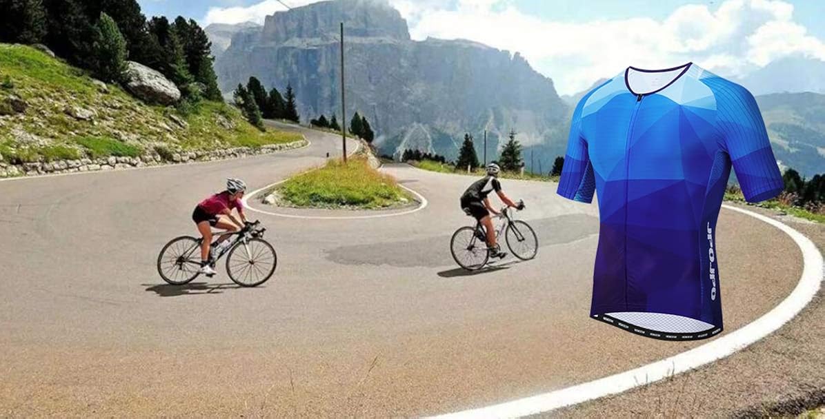 JPOJPO Racing Cycling Jersey Men, Men's Bike Tops S-3XL - Lycra+Polyester, Reflective Zipper, 4-Pockets: Clothing
