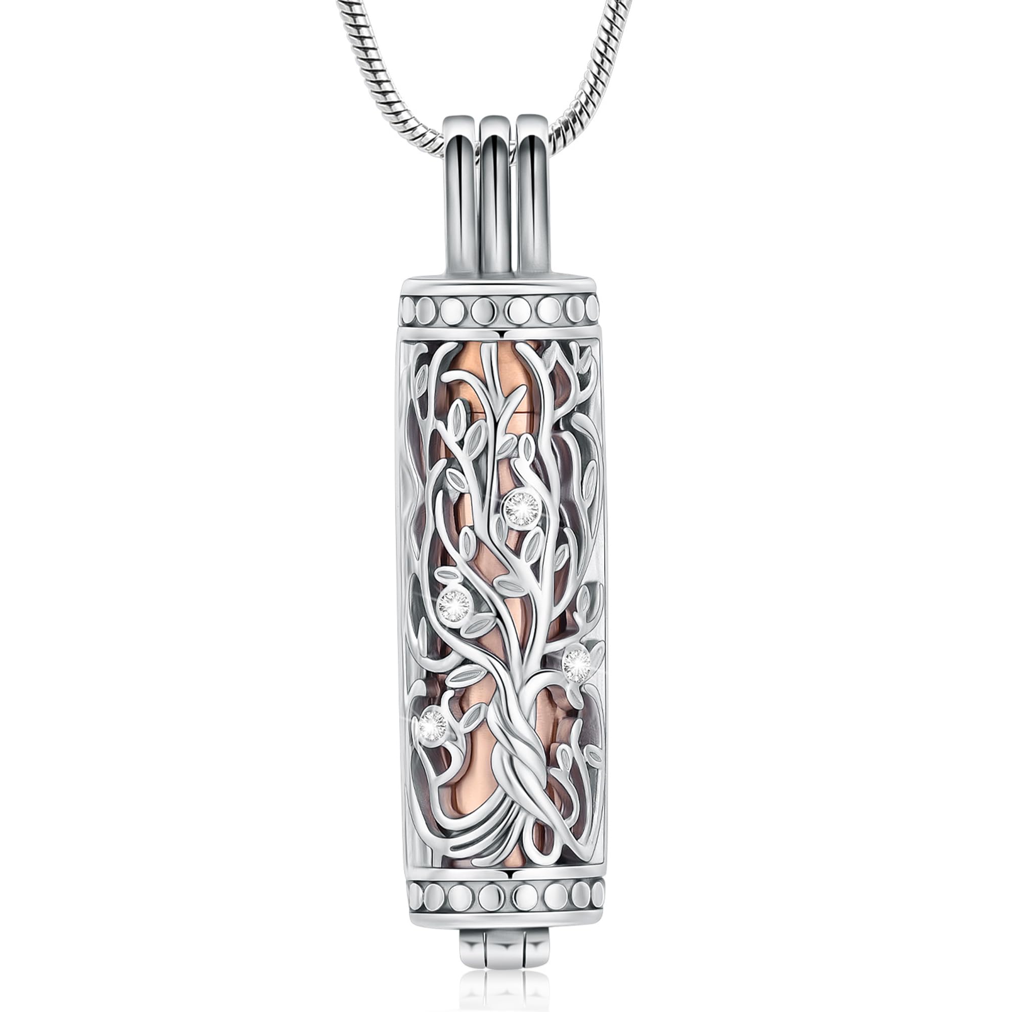 VCCWYQK Cremation Jewelry Urn Necklace for Ashes Pendant with Hollow Vial Cylinder Cremation Keepsake Memorial Lockets Ashes Holder for Women Men Pet