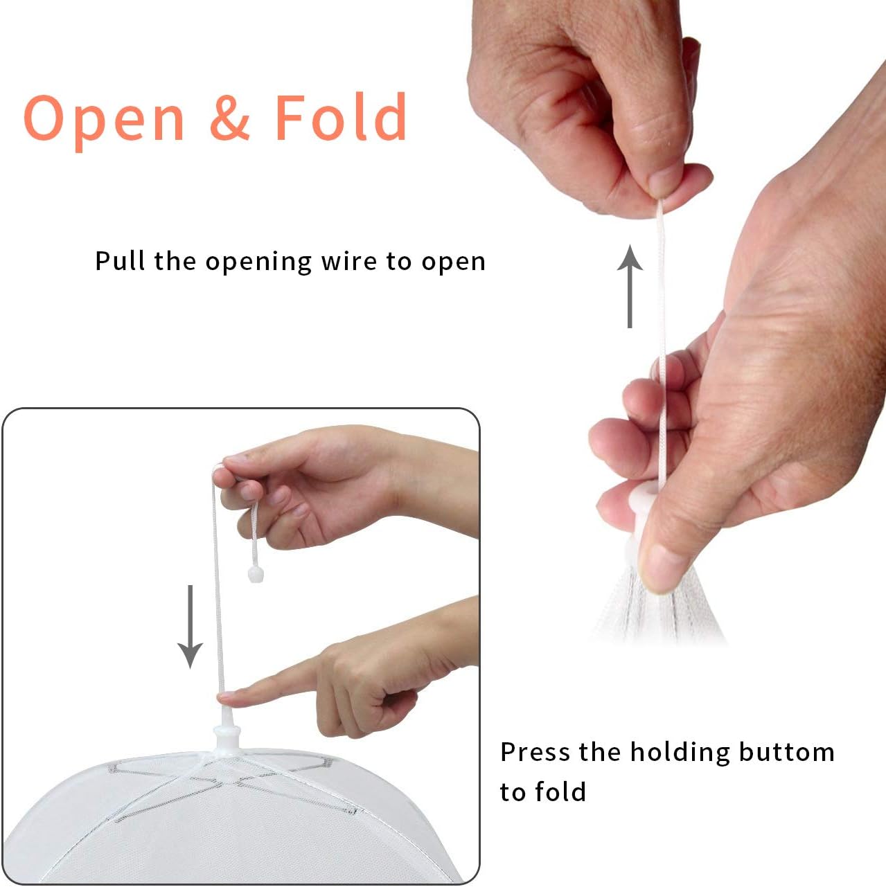 Homealexa 6 Pack 17" Mesh Food Covers Pop Up, Reusable Food Net Covers, Foldable Food Tent Fly Cover for Outdoor BBQ Picnic - Image 5