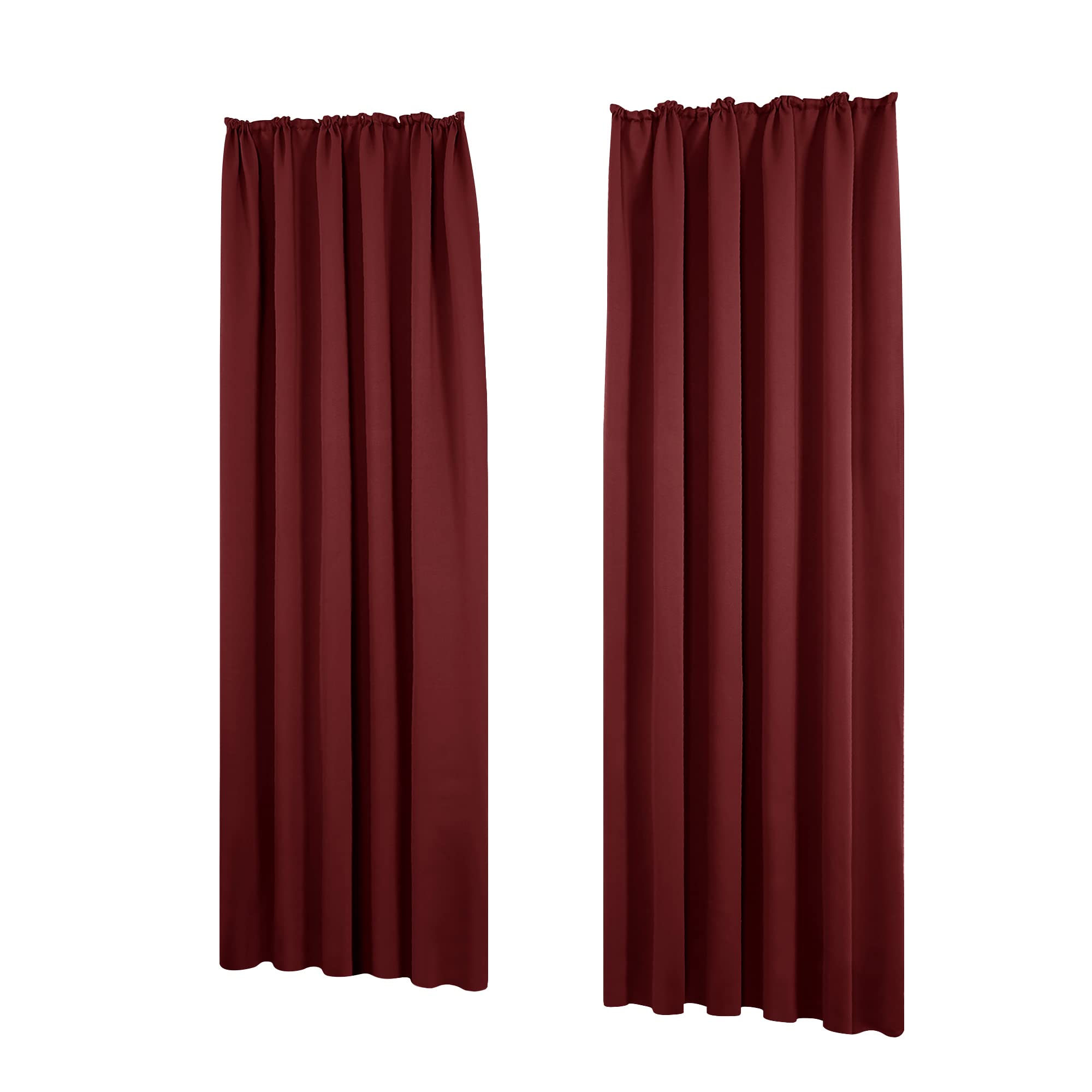Deconovo Blackout Curtains Pencil Pleat Curtains Thermal Insulated Curtains for Girls Room W55 x L54 Inch Red 2 Panels