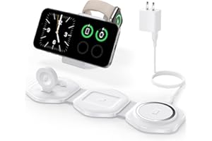 CINFII 3 in 1 Wireless Charging Station for Apple Multiple Devices, Foldable Magnetic Fast Travel Charger, Compatible with MagSafe iPhone 16 15 14 13 12 Apple Watch & AirPod, Gift for Women