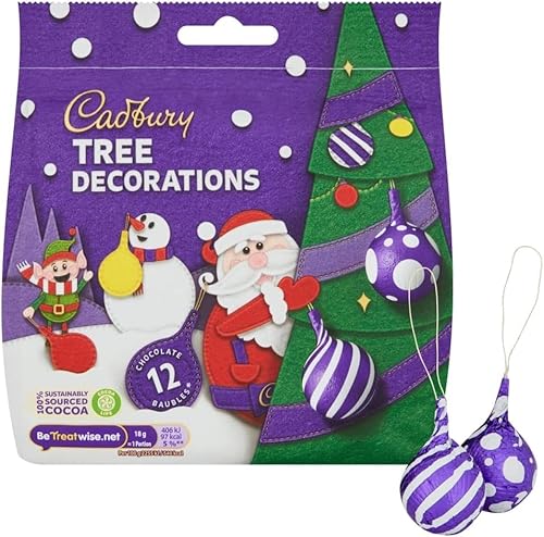 Cadbury Milk Chocolate Christmas Tree Decorations, 72 g. Christmas, Confectionery, Big Night In, Sharing Chocolate, Present, Great Gift, OFFICIAL (Pack of 3)