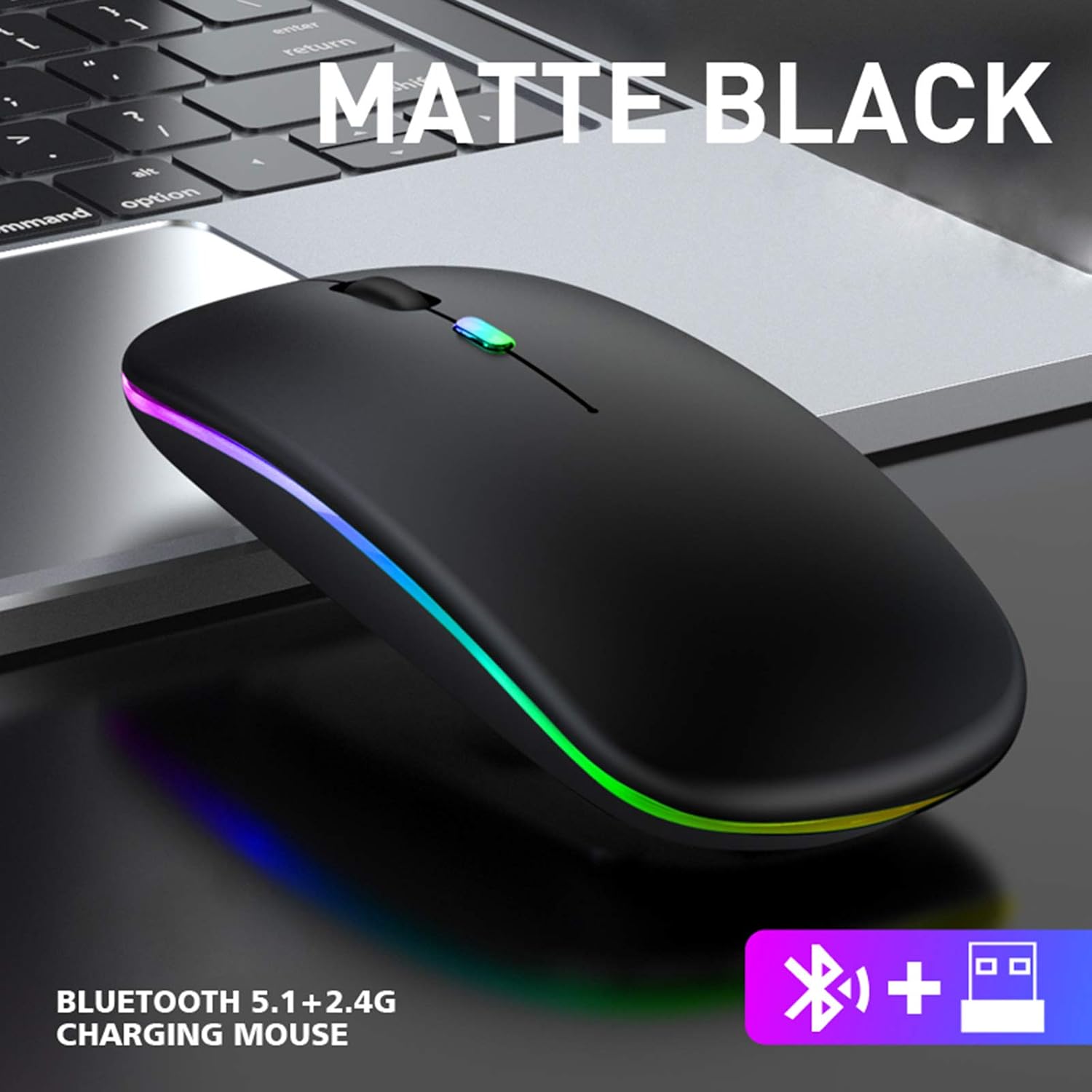 GeekerChip Rechargeable Wireless Mouse, Bluetooth Mouse, Two Modes (BT 5.1 + 2.4G Wireless) - Image 5