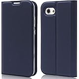 HJYJC- シャープAQUOS RコンパクトSHV41ウォレットケース、スリムフィットプレミアムレザーフォリオスタンドケースホルダー付き[カードスロット] [Bulit-in Magnetic Closure]シャープAQUOS RコンパクトSHV41用 (Color : Blue)