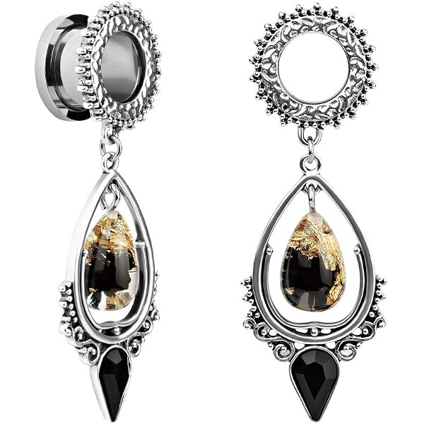 Bouchons D'oreille Tunnels 2G (6 Mm) - Design Corail/bois Et Opale - Acier Chirurgical 316L - Pour Stretching Oreilles