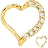 365 Sleepers 316L Surgical Steel Hypoallergenic 16G Love Heart Gem Septum Jewelry Hinged Segment Ring Body Piercing Hoop Lip Rings Helix Cartilage Rook Sleeper Earrings 8mm – 10mm