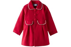 LittleSpring Little Girls Dress Coat Faux Wool Slim-Fit Peacoat