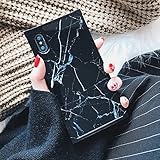 Chic Black White Marble Case for iPhone Xs X 10 Retro Classic Stylish Cover for iPhone 8 7 Plus 8plus Square Shockproof Strong Protective Back Casing (iPhone X/XS, Black)
