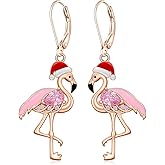 Flamingo Earrings Christmas Gifts for Women Flamingo Lovers Gifts Dangle Earrings 925 Sterling Silver Leverback Clasp
