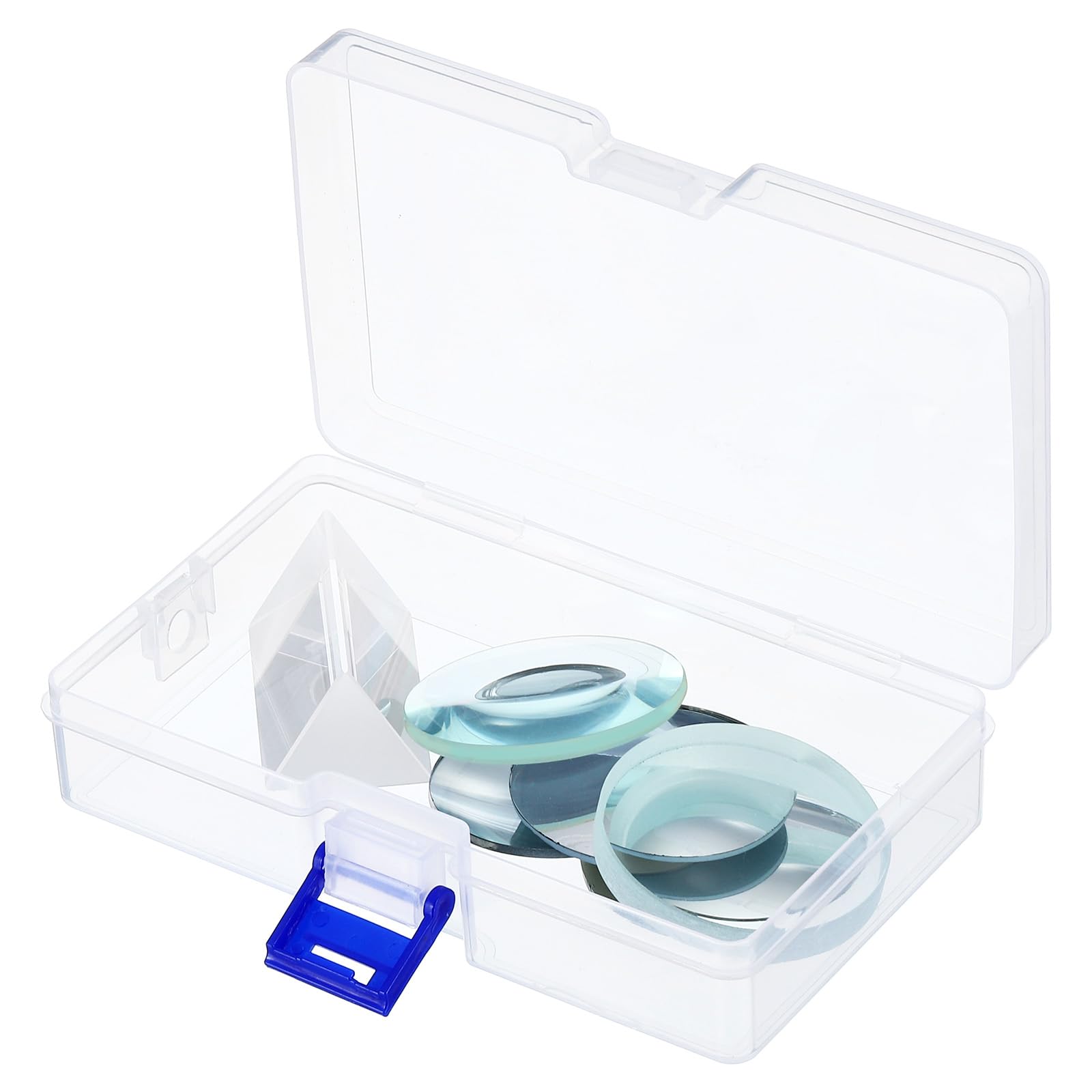 PATIKIL Optical Lens 1 Set, 6 Pcs Double Convex Lens Double Concave Lens Prism Lens Convex Mirror Concave Mirror Plane Mirror for Physics Teaching, Clear