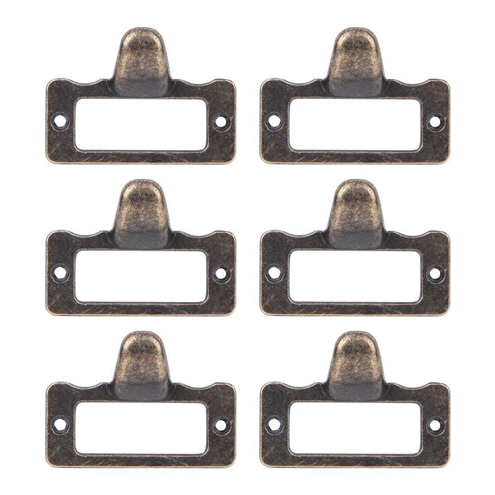 Bronze Color Zinc Alloy Name Card Frame6pcs Label Holder for Home Office Cabinet Drawer Pulls Handle File Name Card Holder Rivet Tools