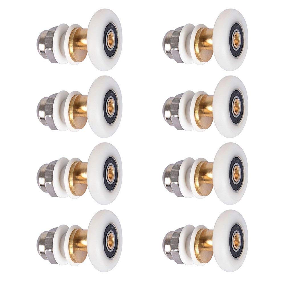 LESOLEIL Shower Door Rollers 23mm, Shower Wheels Runners Fixing Pulleys Sliding Glass Door Replacement Parts 8pcs