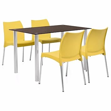 Home By Nilkamal Napoli Four Seater Dining Kit Yellow Amazon In Home Kitchen