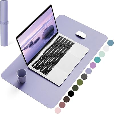 YSAGi Non-Slip Desk Pad 60 x 35 cm Lavender Waterproof PVC Leather Large Mouse