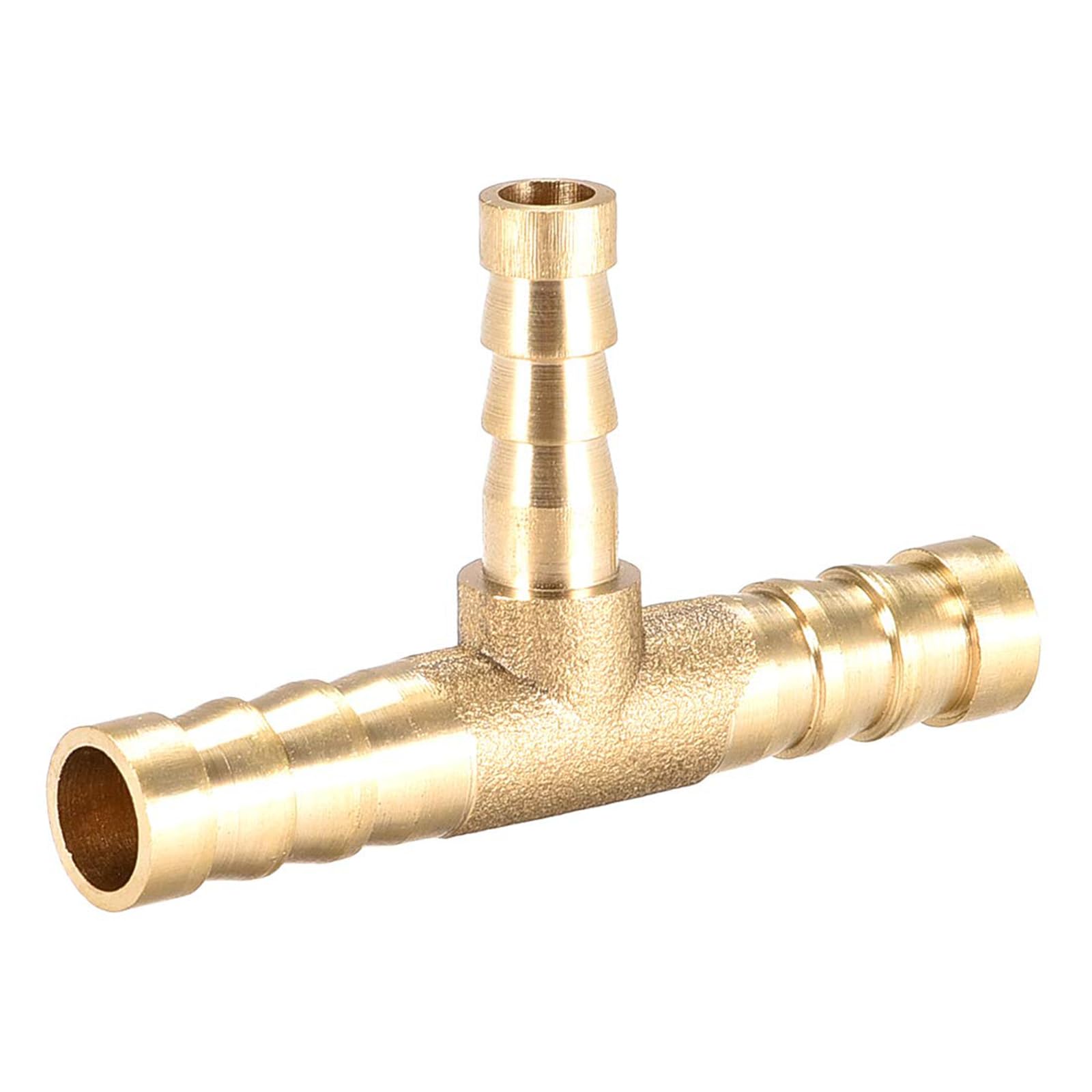 TOP-VIGOR Tee Brass Barb Reducer Fitting, 3 Way Splitter Connector Hose Fitting, T-Shaped Pipe Connector Fit Hose ID 8mm x 6mm x 8mm