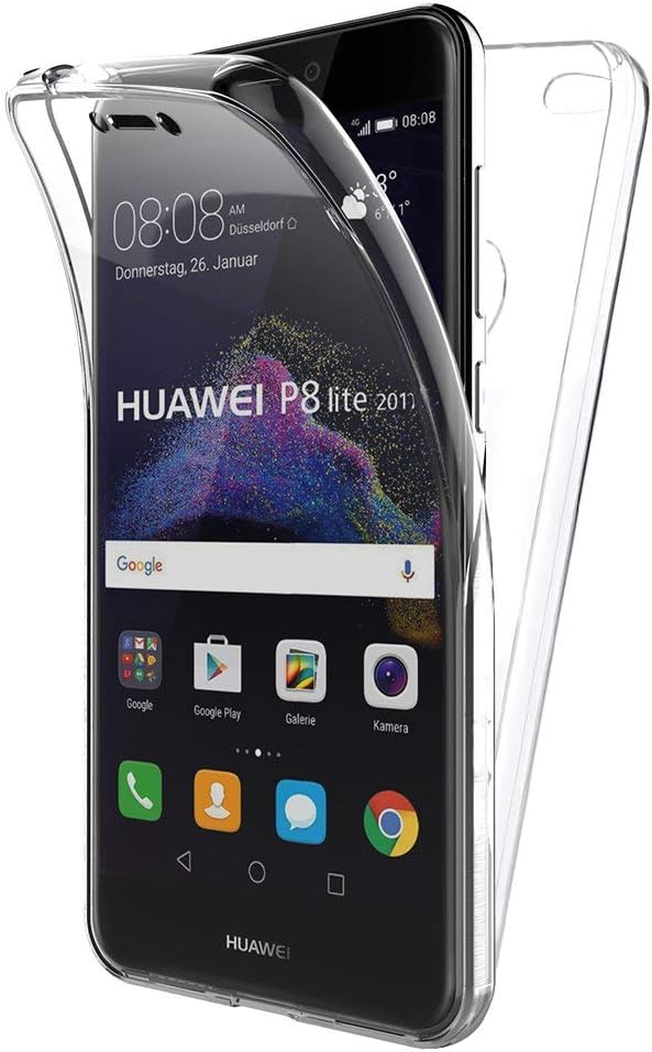 TBOC Case for Huawei P8 Lite (2017) (5.2") Cover [Transparent] Complete [Front: Silicone] [Back: Hard Plastic] Full Body [360 Degree] Protection Mobile Protective Bumper Shockproof Anti Scratch