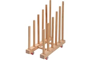 BROTOSPAC Artwork Storage Rack with Brake Caster Wheels,Art Drying Rack, Canvas Storage Rack,Wood Storage Stand for Drawing Board, Prints, Perfect for Studios,Galleries, Museums, Art Venues (12in)