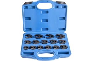 Amerbm Crowfoot Wrench Set Metric Crows Foot Wrench Sizes 8mm-24mm 15-Piece Flare Nut Wrench Set Tool Kit or 3/8in and 1/2in Drive Ratchet Cr-Mo Steel