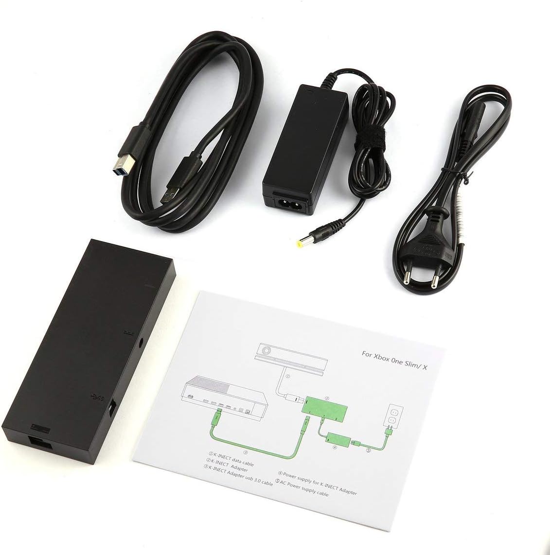 JohnJohnsen Mini Adapter for Windows Hub Kinect Adapter for Xbox One S/X Windows 10 PC with EU US UK Plug Power Supply(Black)