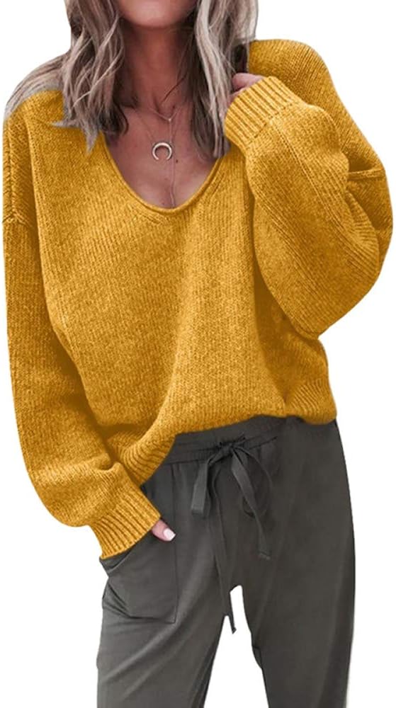 Damen Pullover V-Ausschnitt Baumwolle - Langer Strickpullover Für Herbst & Winter