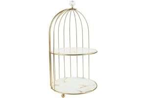 COOPHYA Cake Stand Double Birdcage Dessert Display Holder Gold Metal for Wedding Anniversary and Birthday