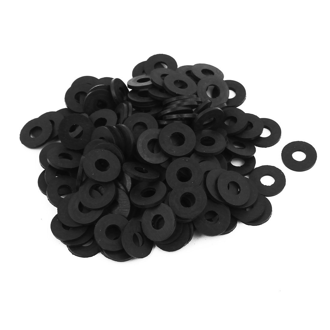 TOP-VIGOR 100Pcs Rubber Flat Washers, 12mm OD 5mm ID 1mm Thickness Heavy Duty Black Rubber Grommet Vibration Damping Pads Sealing Gasket Washers for Faucet Pipe Water Hose Fastener Bolt