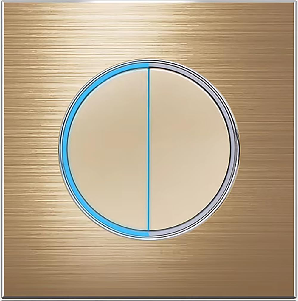 Circle 1/2/3/4 gang 2 way Push Button Wall Light Switch Glass Step Light LED Indicator (gold 2 gang 2 way)