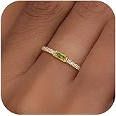 RLMOON Birthstone Gold Rings for Women Non Tarnish 14K Gold Plated Eternity Stackable Rings Dainty CZ Gemstone Engagement Rings Wedding Band Jewelry Gifts Size 4-10