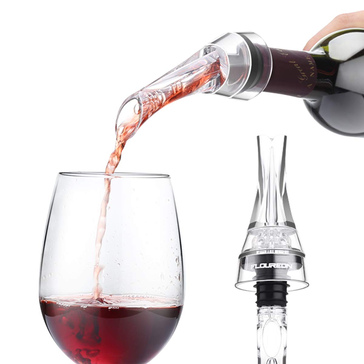 FLOUREON Weinausgießer Weinkühler Stab Weinbelüfter Chiller belüftend Pourer Flaschenausgießer