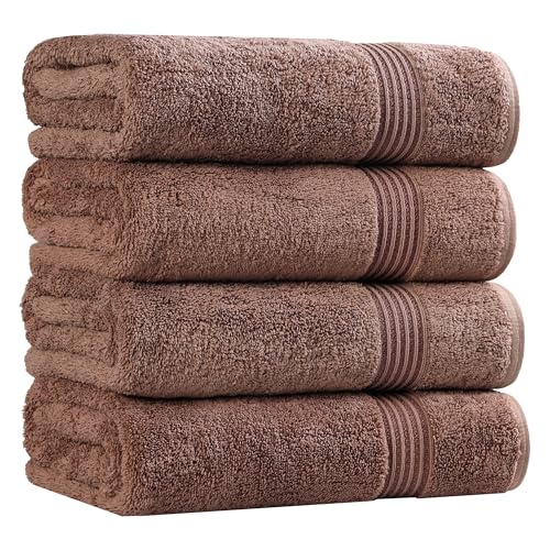 Superior - Set di Asciugamani da Bagno, Cotone Egiziano, Moka, 4 Pezzi