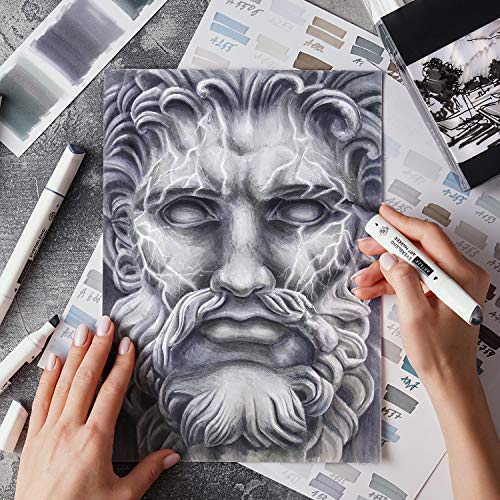 ARTEZA Grayscale Alcohol Markers, Set of 36 Tones, Everblend Sketch