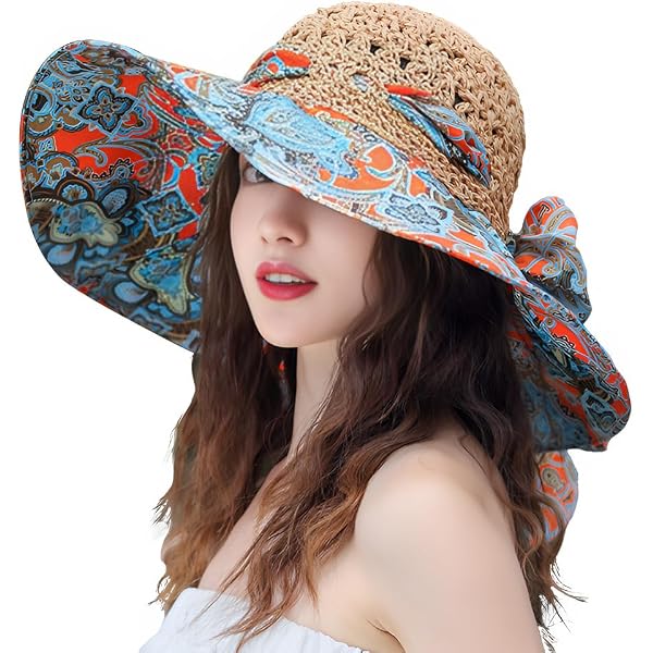 Summer Reversible Sun Hat Bohemia Hat Floral Floppy Hat Wide  display picture 1