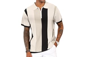 CTU Men's Fashion Polo Shirts Vintage Striped Knitting Shirts Casual Slim Fit Golf Shirts