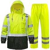 NORTHSKY Hi-Vis Reflective Rain Suit Waterproof Safety Rain Jacket Rain Gear for Men and Women Fishing Outdoor Work Raincoats