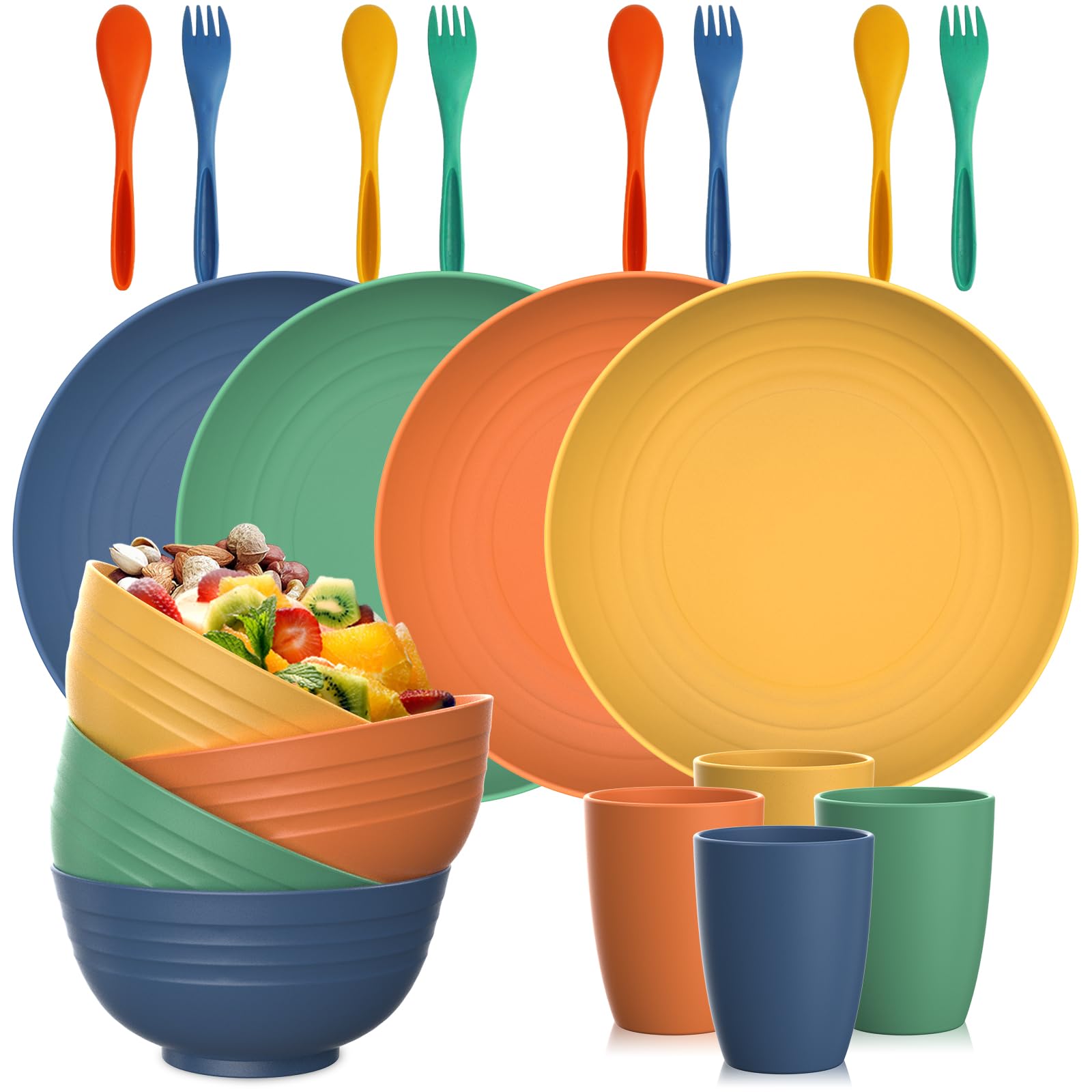PYRMONT Wheat Straw Plate and Bowl Set, 20 Pieces