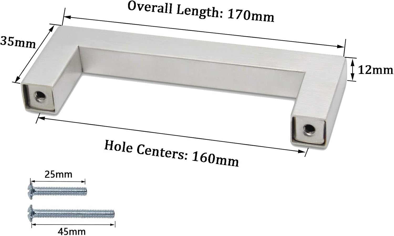 PinLin 10 Pack Cabinet Pulls Brushed Steel Hole Center 160mm Cabinet Handles Stainless Steel Cupboard Door Handles Kitchen Cabinet Hardware Square T Bar Drawer Pulls - Image 5
