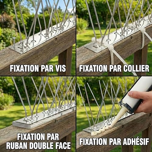 KOKMEYA Stainless Steel Anti Pigeon Spikes (5 m, 20 pcs to 25 cm) - Bird Repellent Kit 304 with 40 Screws & 40 Collars - for Balcony, Gutter, Roof & Window - Against Crows