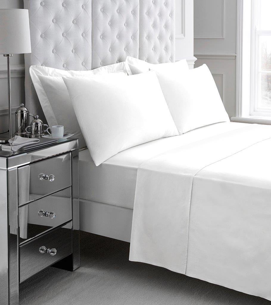Gaveno Cavalia Soft and Luxurious 200 Thread Count Egyptian Cotton Flat Sheet White Double — image 1