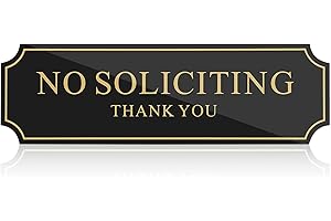 Amosfun No Soliciting Sign Gold Acrylic Self-adhesive Door Sign for Front Door Office Home No Solicitors